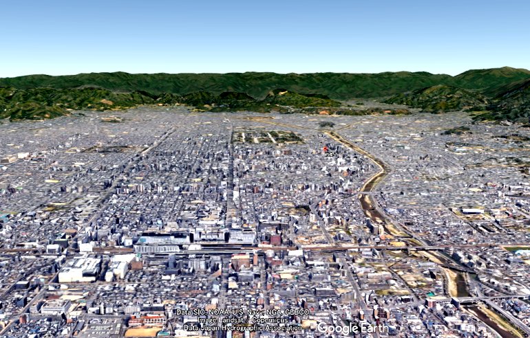 Google Earth　京都は狭い