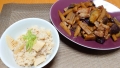竹の子そぼろご飯　メンマと茄子の豚肉炒め　20230423