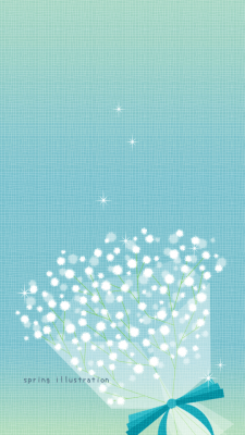【かすみ草】花のイラストスマホ壁紙・背景