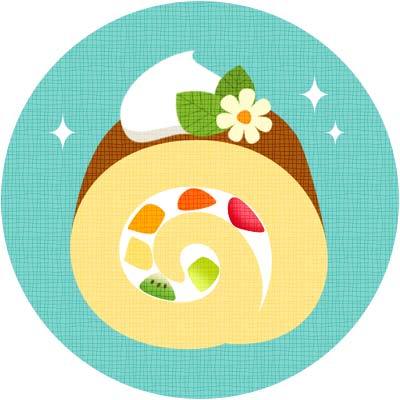 【フルーツロールケーキ】スイーツのイラストアイコン